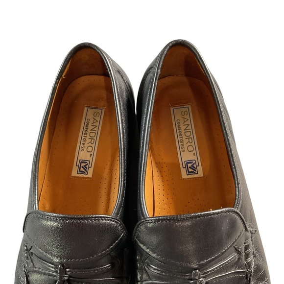 Sandro Moscoloni Telly Jac Black Leather Slip On Tassel‎ Loafers Men\'s Size 11 D main image 6